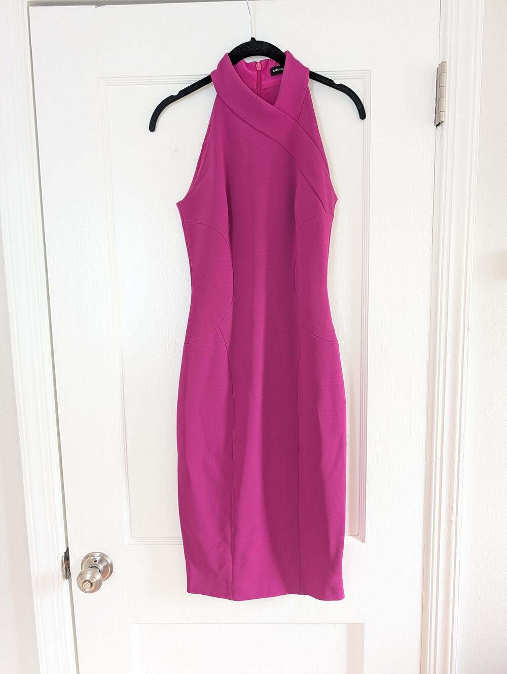 Karen Millen Magenta Cocktail Sheath Dress Sz 4 Magenta